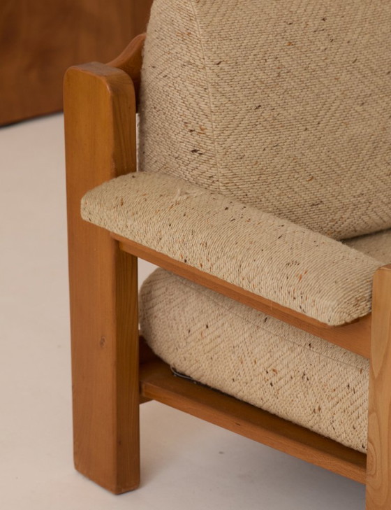 Image 1 of Vintage 3-seater sofa in solid elm, Maison Regain, circa 1970/80