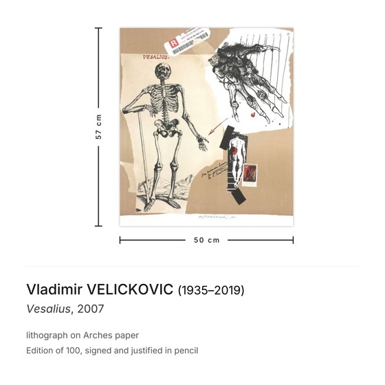 Gesigneerde lithografie van Vladimir Velickovic, Vesalius 2007 – Litho's & Zeefdrukken, Paper (photo 3 of 5)