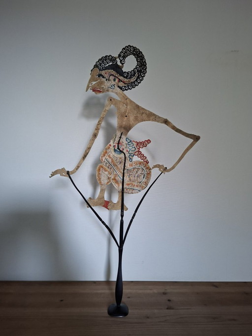 Wajangpop Javanese shadow puppet with stand.