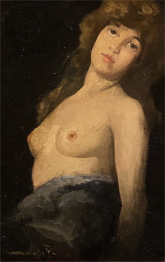 Image 1 of Early 20th Century French School Female Nude – Oil on Wood Panel, Framed