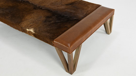 Image 1 of Lionel Jadot, Important Daybed in Cowhide, Leather and Oak. C.2010