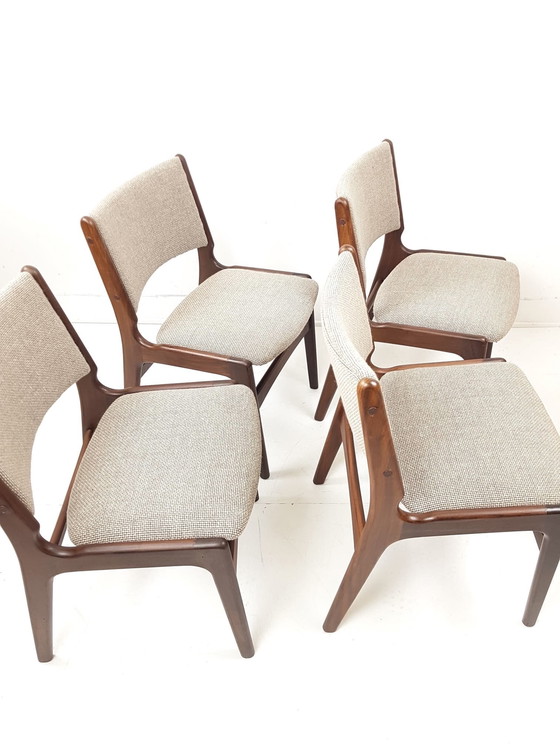 Image 1 of 4 sedie danesi in teak di Erik Buch, appena rivestite in lana