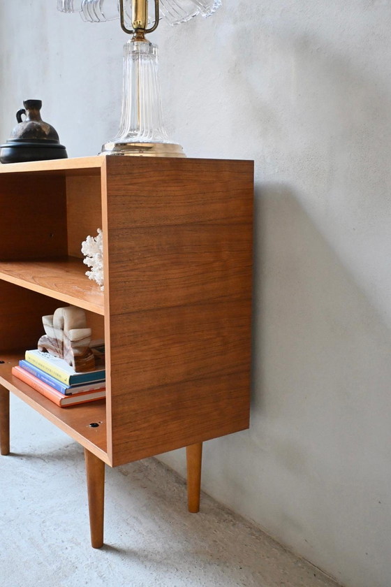 Image 1 of Mid-Century Open Bookcase Teak Veneer