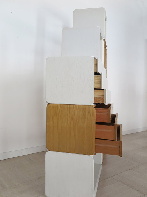 Two-tone modular Bookcases Samara by Derk Jan De Vries for Maisa, Italy, 70s, 8-piece set, White (photo 10 of 23)