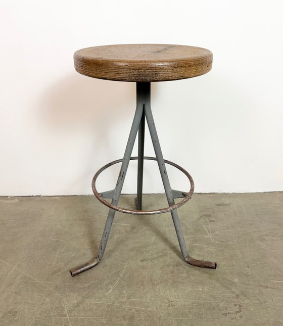 Image 1 of Grey Industrial Workshop Stool, 1960s