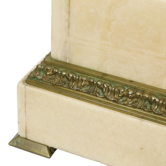 Image 1 of Piédestal de colonne antique en marbre et bronze