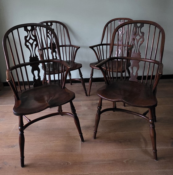 Image 1 of Set di 4 sedie Windsor vintage