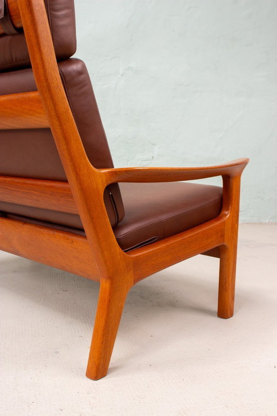 Image 1 of Canapé vintage en teck, style danois, Juul Kristensen, cuir, milieu du siècle