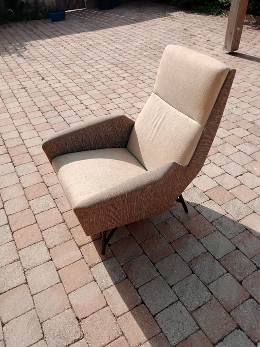 Poltrona disegnata da Claude Vassal e prodotta da Claude Delor. – fauteuils, Textile, Metal