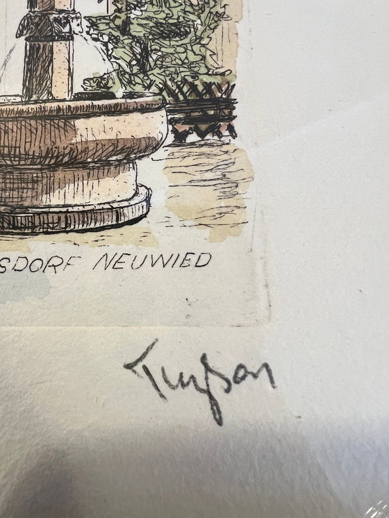 Image 1 of Original etching by Thyson | District Heddesdorf Neuwied | Colored graphic in frame | Atelier L. Hentrich