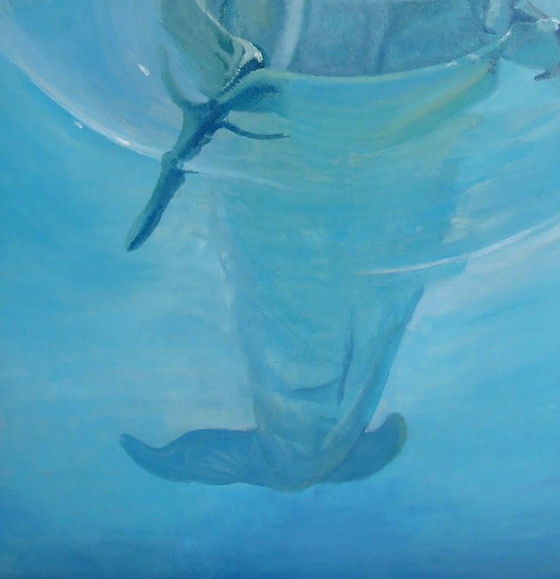 Original Oil Painting Contemporary Art Dolphin Hello – Paintings & Drawings, Canvas (photo 6 of 7)