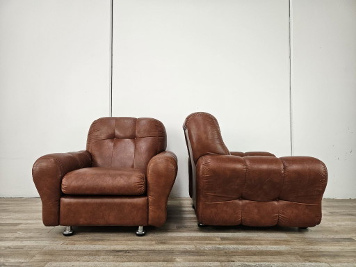 1970s Italian Design Armchairs – fauteuils, Leather (photo 2 of 16)