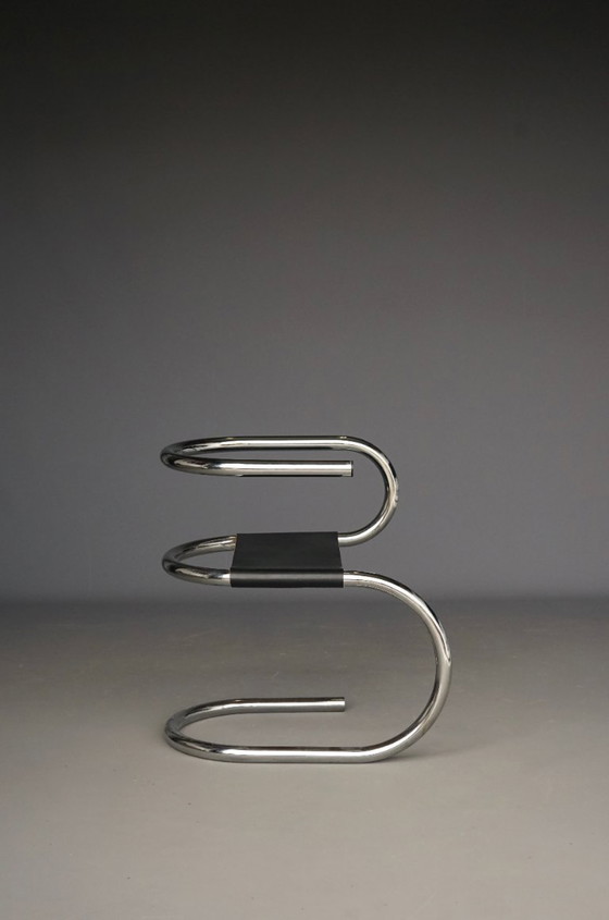 Image 1 of Rare chaise d'appoint tubulaire Wim van den Bergh. Années 1980.
