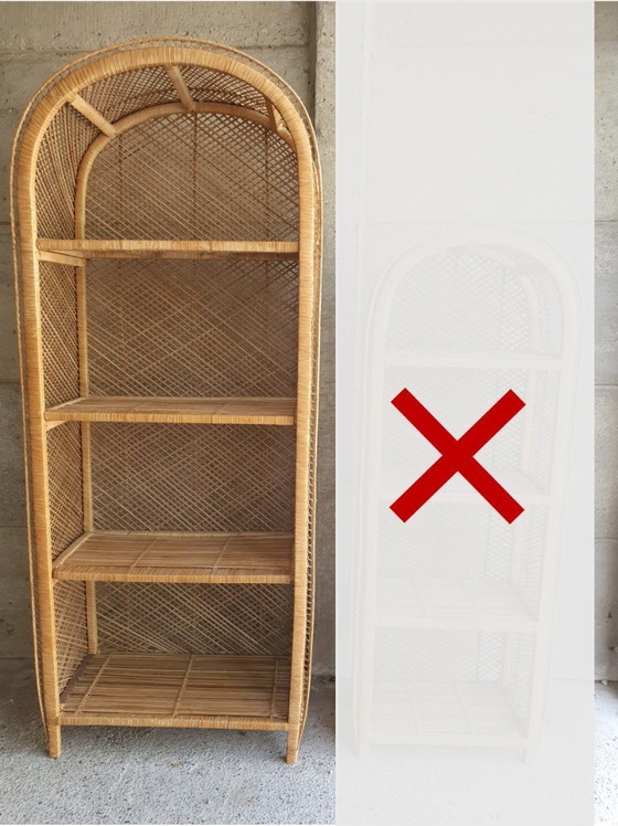 Image 1 of 2 Vintage boekenplanken van bamboe en rotan, jaren 60