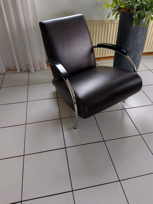 Set van 2 Gelderland 5470 designfauteuils - Serene 550 leer - topstaat