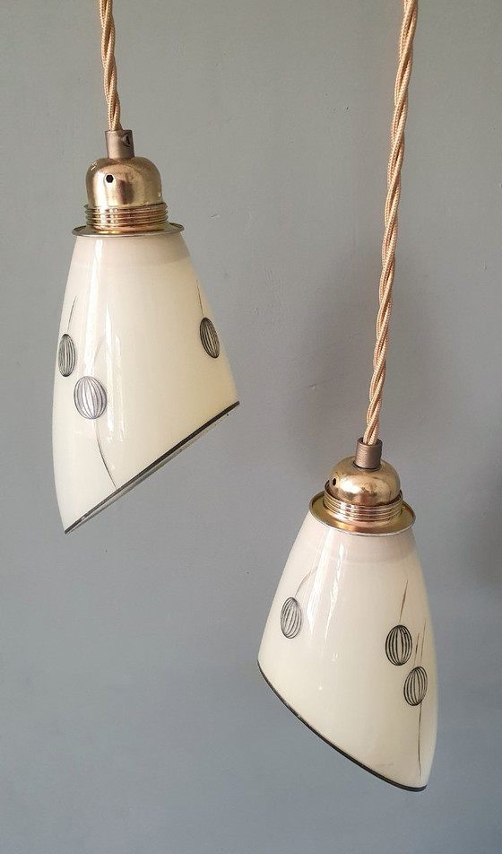 Set Vintage Hanglampen Met Decoratie. Beige / Zacht Geel – Metal (photo 13 of 27)