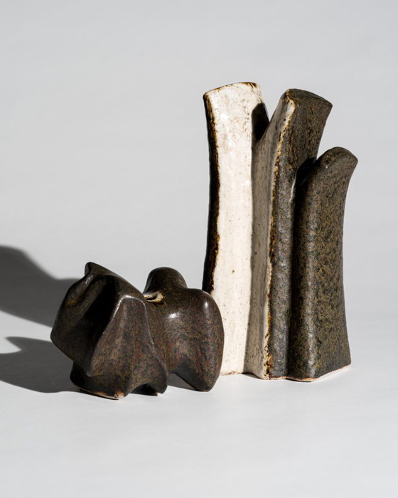 Image 1 of Ingeborg Zenker & Gerburg Karthausen Studio Ceramic Trio – Sculptural Vessels Organic Form Objects, Germany, 1970s-1980s