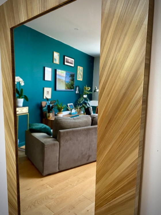 Image 1 of Specchio in intarsio di paglia