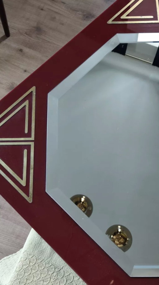 Wine-colored mirror, 1980s, attributed to Lancel