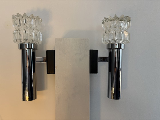 2x Vintage 70s Wall lights (Kaiser Leuchten) – Chrome, Glass (photo 5 of 5)