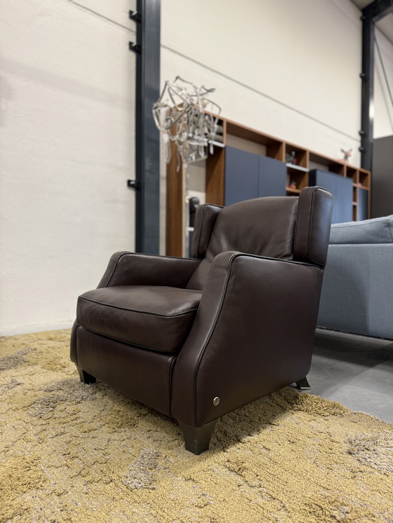 Image 1 of (2) Divano Natuzzi e 2 poltrone Amadeus in pelle marrone