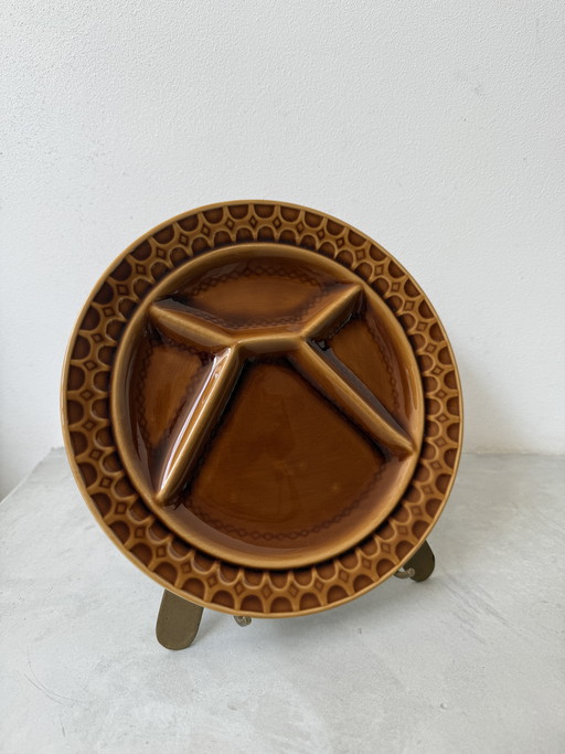 Juego de 6 platos de fondue vintage Sarreguemines | Años 70 | Marrón caramelo