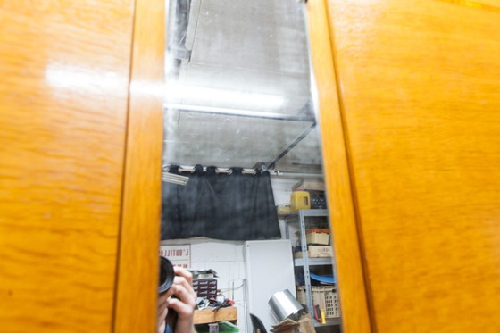 Image 1 of 1970s Scandinavian wardrobe with hanging space, shelf, mirror, 21x126cm, 2 doors