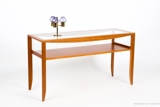 Image 1 of Catalan cherry wood glass table