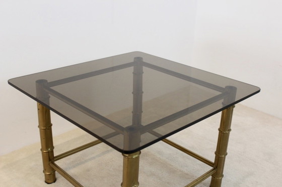 Faux Bamboo Brass Side- or Coffee Table, Metal, Hollywood Regency (photo 9 of 9)