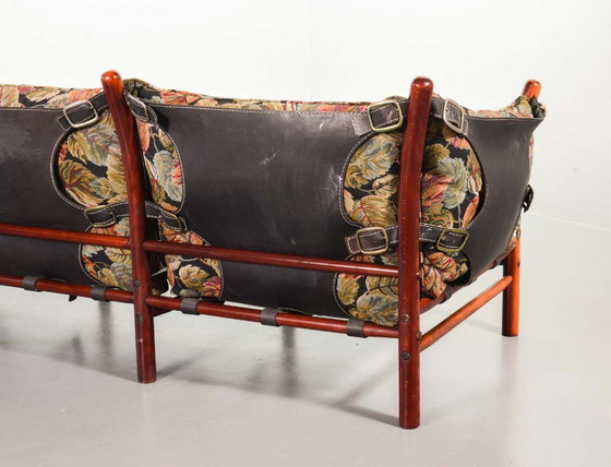 Image 1 of Beautiful Arne Norell 3-Seat ‘Ilona’ Rosewood Sofa for Arne Norell AB Aneby Möbler with Autumn Leaves Fabric Upholstery. Sweden.