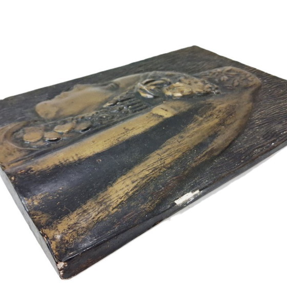 Image 1 of Decorazione murale in bassorilievo in gesso vintage 29x21 cm