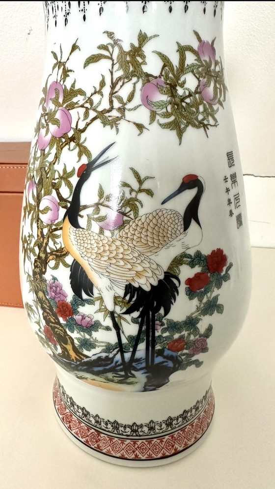 Image 1 of Chinese Vaas Met Kraanvogels Decor