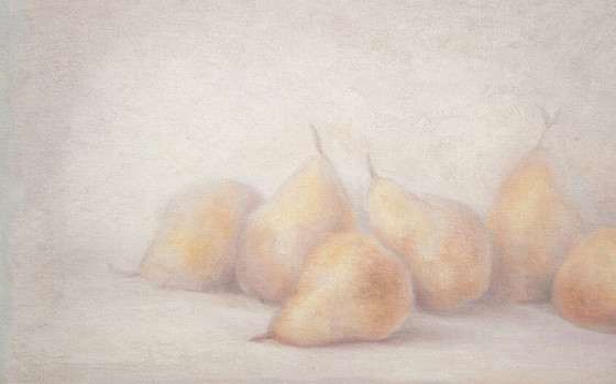 Image 1 of Peinture à l'huile représentant des poires. Nature morte moderne. Nature morte aux fruits. Peinture à l'huile.