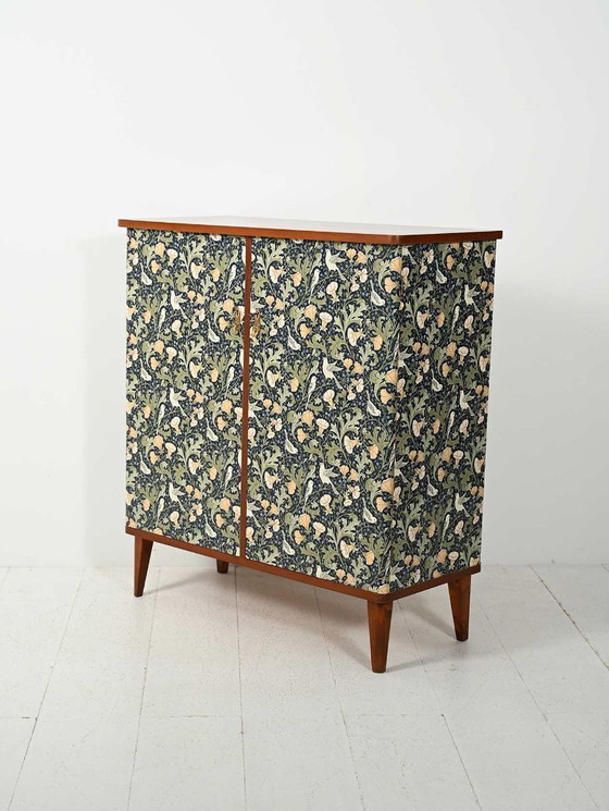 Image 1 of 1950s Scandinavian wallpapered cabinet