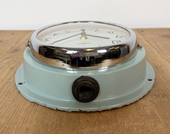 Horloge murale Citizen bleue vintage pour navires, années 1970, Pendules, Métal, Verre (photo 11 sur 15)