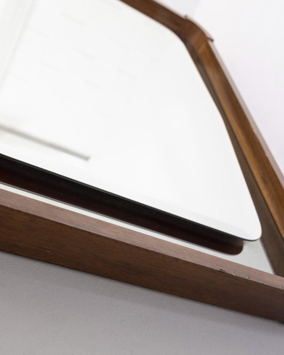 Image 1 of Vintage 1960s wall mirror in wood and smoked glass, Italian design