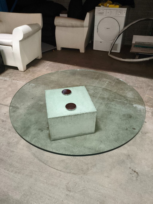 Sergio & Giorgio Saporiti 'Sapo' Coffee Table in Concrete and Glass