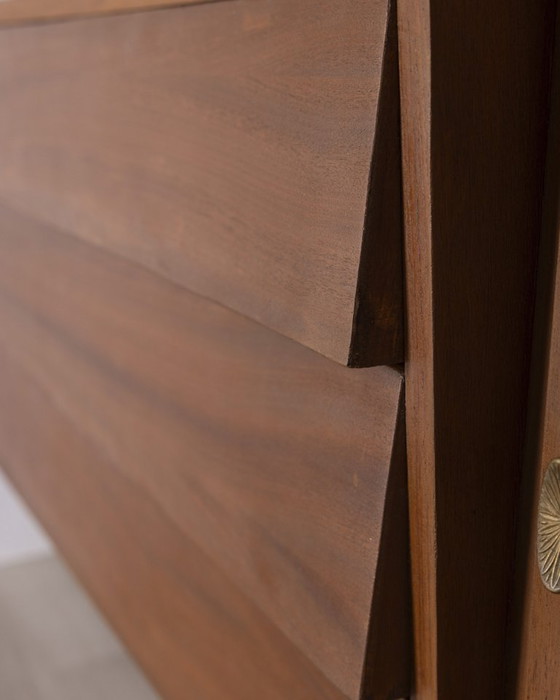 Image 1 of Grand buffet vintage des années 60 en teck et laiton, design italien