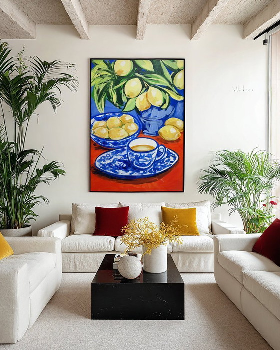 Image 1 of Pintura acrílica del artista E. García "Té de limón" 100x70