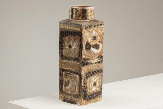 Image 1 of Royal Copenhagen. Small earthenware vase with ethnic decoration. Circa 1970