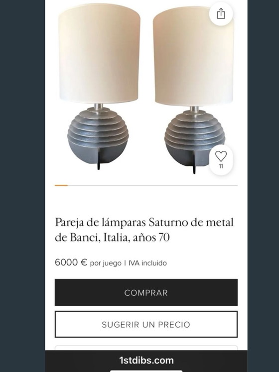 Italian Space Age Banci Firenze Saturno Model Brushed Stainless Heavy Large Lamp – Table lamps, Metal, Textile (photo 6 of 6)
