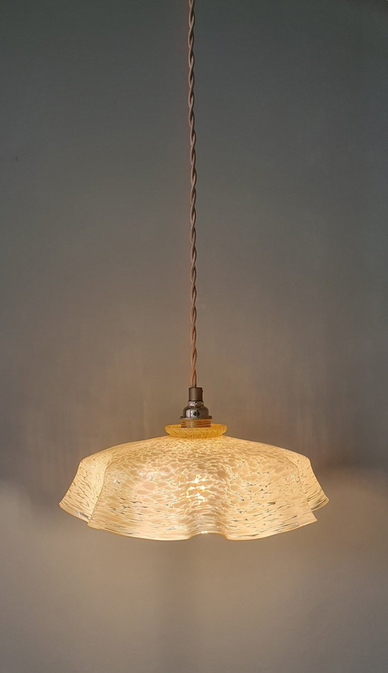 Vintage / Antieke Franse Glazen Hanglamp In Clichy Stijl. – Hanglampen, Metal (photo 10 of 15)