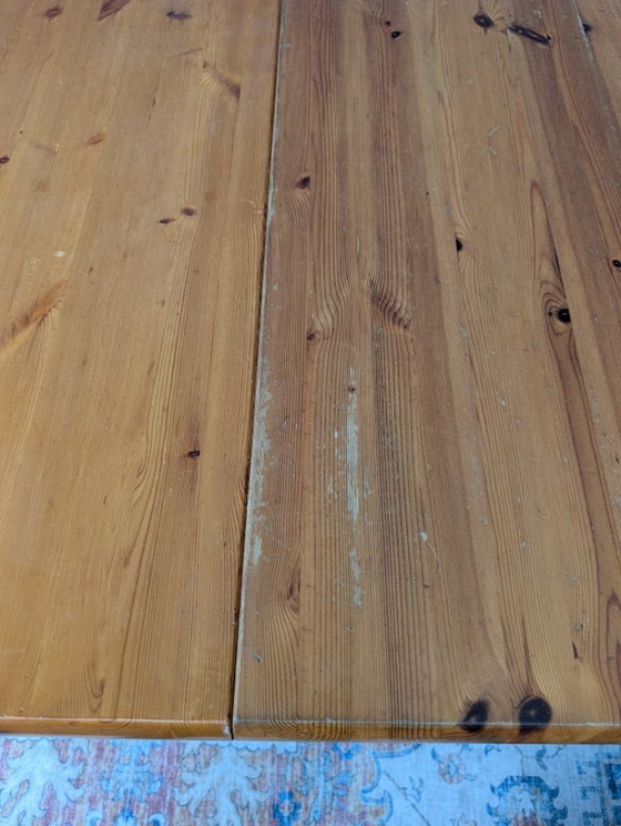 Image 1 of Vintage grenen eettafel met vier stoelen, jaren 70