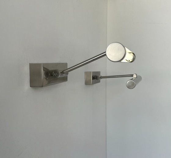 Image 1 of Coppia di applique cromate vintage regolabili, Francia, 1980