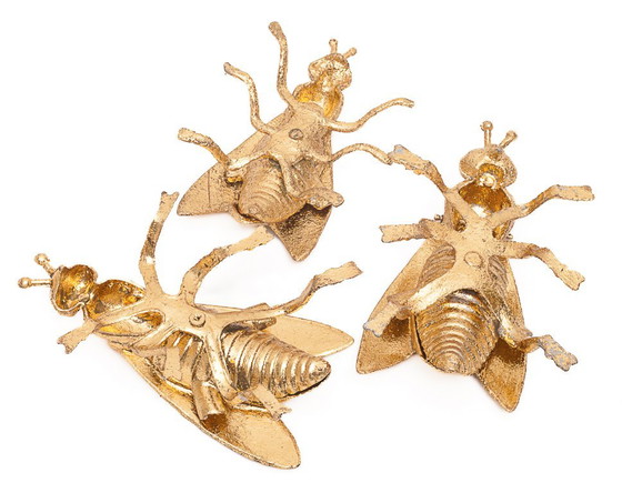 Set of 3 gilded fly ashtrays – Decorative Objects, Metal, Gold (photo 6 of 6)