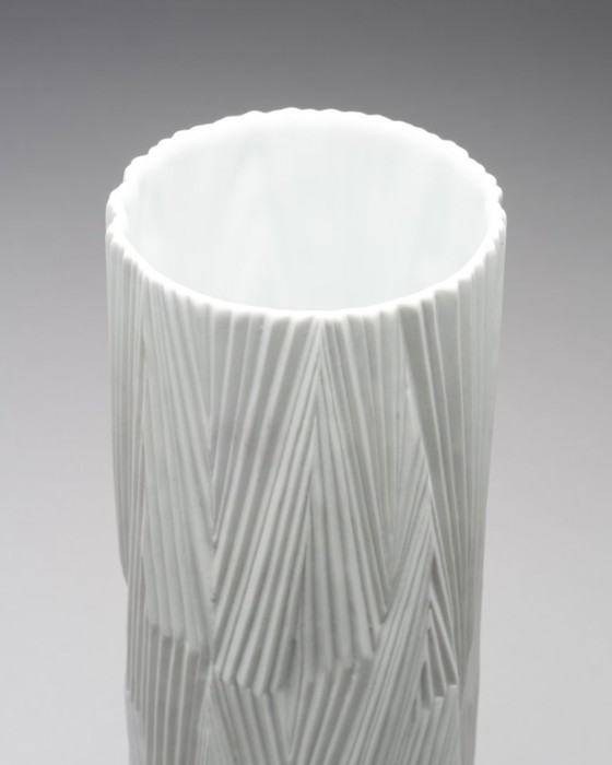 Image 1 of Rosenthal Vase Duo Martin Freyer Black & White Matte Porcelain Germany 1970s