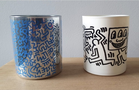 Image 1 of Macetas Paire Keith Haring - Verre opalin 