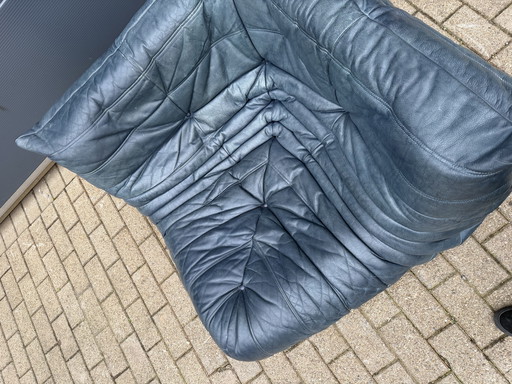 Pelle originale Ligne Roset Togo blu petrolio 100% autentica