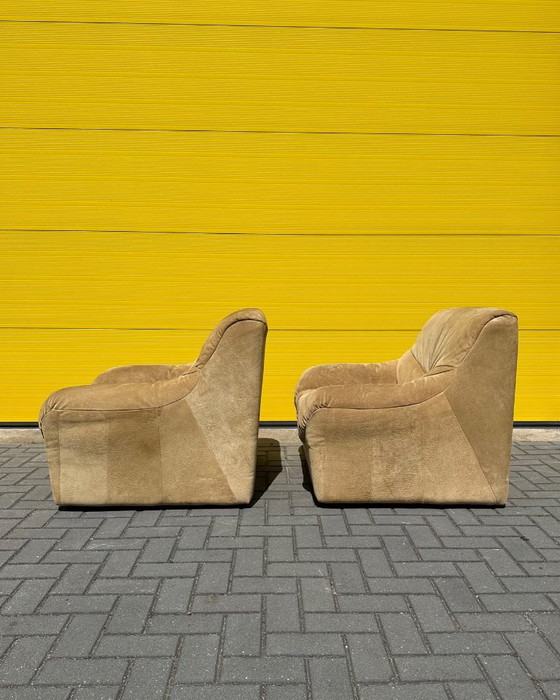 Set di Poltrone lounge vintage in camoscio – anni '70 – Pelle (photo 8 of 18)