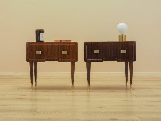 Par de mesitas de noche italianas en chapa de caoba, estilo moderno italiano, década de 1970. – Cómodas, Wood (photo 2 of 17)